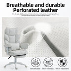 Office Chair,Executive Ergonomic Office Chair with Pocket Spring Cushion, High Back Computer Gaming Chair with Adjustable Armrests, Lumbar Support, Footrest, Executive Chair- White PU Leather