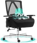 600LBS Big and Tall Office Chair,Ergonomic Mesh Office Chairs with Thicken Oversized Spring Cushion,Executive Computer Desk Chair Adjustable Upgraded 4D Armrests for Home Office,Black