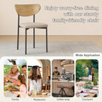 Beige Dining Chairs Set of 4, Upholstered Modern Kitchen Chairs Dining Room Chairs with Wood Curved Backrest & Metal Legs