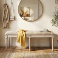 Tufted Dining Bench French Vintage Fabric Upholstered Wood Dining Room Bench Rustic Entryway Bench Bedroom End Bed Bench, Beige 45" Long