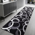 YIHOUSE Washable 2x8 Hallway Runner Rug Non Slip, Black and White 8ft Rug Runners for Bathroom Kitchen Non Skid, Geometric Circle Modern Carpet Runner for Entryway Bedroom