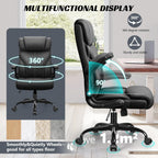 HeroSet Office Chair, Ergonomic Big and Tall Computer Desk Chairs, Executive Breathable Leather Chair with Adjustable Flip-up Armrests, Lumbar Support Swivel PC Chair with Rocking Function,Matte Black