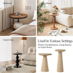 HULALA HOME Nesting End Tables Set of 2, Modern Side Tables with Genuine Marble Top and Oak Veneer Cone-Shaped Base, Sculptural Pedestal Accent Tables for Living Room and Bedroom, Oak