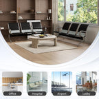 Kinfant 6-Seat Waiting Room Bench Set - PU Leather Office Chair Guest Reception Waiting Room Chair for Airport, Hospital, Bank, Salon, Barbershop