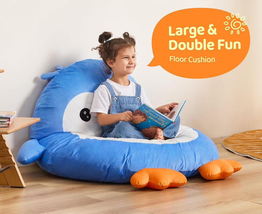 Hobestluk Bean Bag Chair Floor Bean Bag for Kids Playroom Living Room Blue | Large Animal bean bag chair Floor Cushion Washable Cover Living Room Bedroom Playroom Penguin Large Reading Gaming Chair