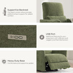CHITA Power Recliner Chair Swivel Glider, FSC Certified Upholstered Living Room Nursery Reclining Sofa Chair with Lumbar Support, Green