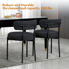 DYHOME Black Boucle Dining Chairs Set of 4, Modern Upholstered Dining Chairs with 4" Thick Cushion and Sturdy Metal Legs for Dining Room, Kitchen