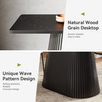 LITTLE TREE 59" Farmhouse Dining Table for 4-6 People, Modern Rectangular Kitchen Table with Metal Pedestal Base, Perfect for Dining Room, Kitchen, Living Room (Black)