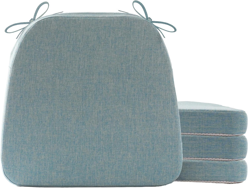 Battilo Chair Cushions for Dining Chairs, Waterproof Kitchen Chair Pads with Non-Slip Backing and Ties, Seat Cushions with Machine Washable Removable Cover, 16"x16"x2", Set of 4, Grayish Blue