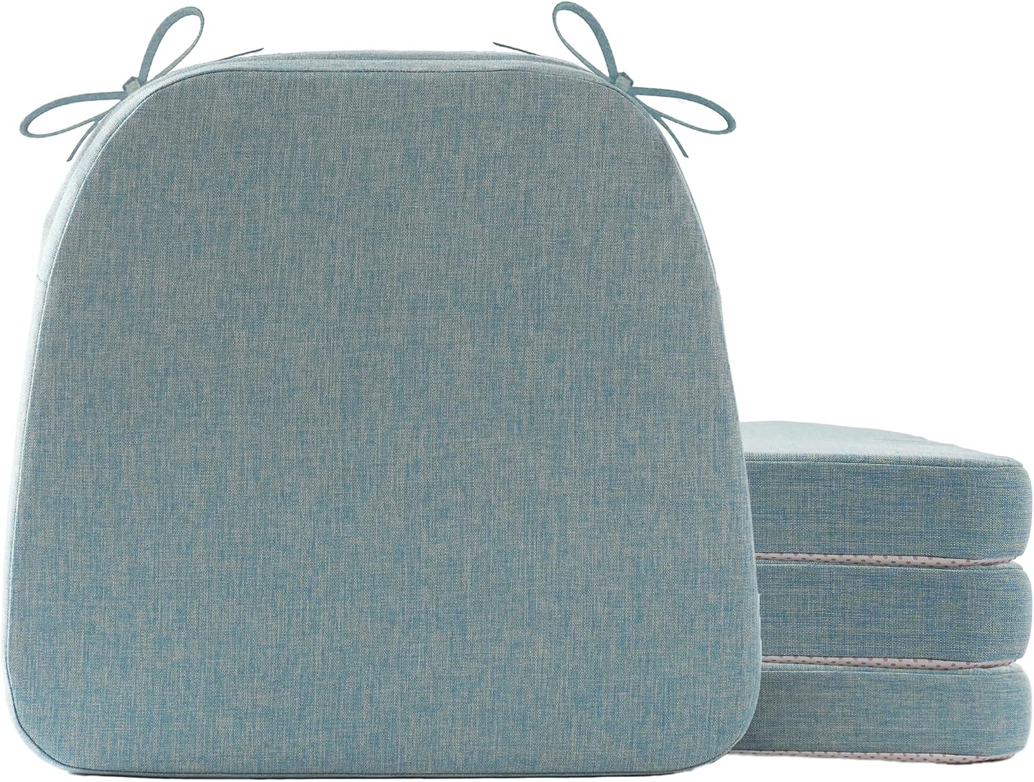 Battilo Chair Cushions for Dining Chairs, Waterproof Kitchen Chair Pads with Non-Slip Backing and Ties, Seat Cushions with Machine Washable Removable Cover, 16"x16"x2", Set of 4, Grayish Blue