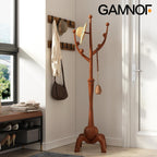 Wood Freestanding Coat Rack with 8 Hooks Coat Tree Standing,Walnut | Wooden Creative Clothes Hanger with Sturdy Sphere Base and Tree Branch Hooks 160lb Load Capacity for Entryway Hallway Bedroom