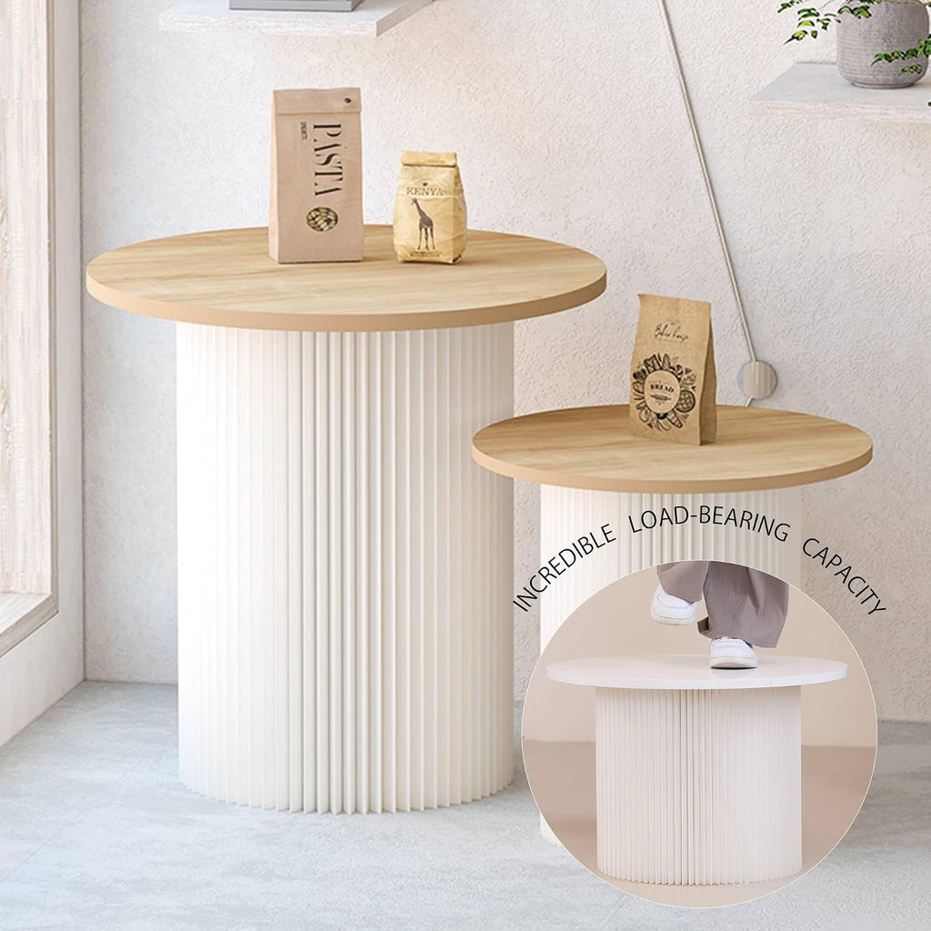 Round Folding Table,Small Portable Table,Side Table,End Table,Dining Table,Circle Table,Ideal for Small Space,Dining Room,Kitchen,Shopping Mall,Exhibitions,Modern and Minimalist Design