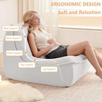 Bean Bag Chair for Adults, Single Lounge Chair with Lumbar Pillow, Comfy Floor Sofa with High-Resilience Foam, Lazy Accent Chair for Living Room, Bedroom, Apartment, Or Reading Corner, White