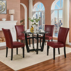 Solid Wood Dining Chairs Set of 4 with UP High Back, Modern Classic Kitchen Chairs with Upholstered Seat, Holds 300 Lbs,Easy Assembly for Dining Room, Home Office Red CY1331RD