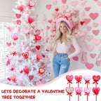 16 Pcs Valentines Day Tree Decor Heart Floral Picks 12" 3D Wooden Valentines Foam Heart Stems Plush Sticks Galentines Decorations for Flower Arrangement Wedding Table Centerpiece Vase Filler Home