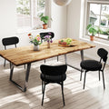 KROFEM Set of 4 Boucle Fabric Dining Chairs, Mid-Century Style Comfort Sponge Filled Seat Back Dining Room Chairs for Kitchen Dining Table，Black