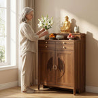Buddhist Altar De Muertos De Madera Shrine, Solid Wood Frame Buddhist Altar Cabinet with Storage and Drawer, Chinese Buddha Niche Shrine Tables for Home, Office (39" L X 18" W X 49" H, Wood)