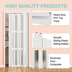 72" x 80" Enhanced Double Walled Interior Accordion Doors, Oak PVC Panel Strong Magnet Folding Closet Door, Space-Saving Bi Fold Doors with Heavy-Duty Nylon Rollers & Upgrated Handle, Easy to Install