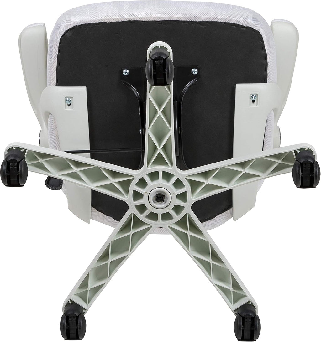 EMMA + OLIVER High Back White Mesh Ergonomic Swivel Office Chair with White Frame and Flip-up Arms