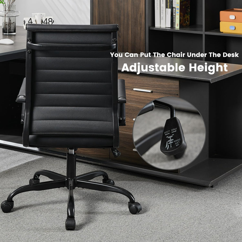 Office Desk Chair Leather, Conference Room Chairs with Wheels, Modern Executive Computer Guest Chairs with Arms.