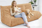 Bean Bag Chair,Giant Beanbag Chairs for Adults,Comfy Large Fireside Chair Lazy Sofa,Corduroy Bean Bag Lounger with Memory Foam Filled,Floor Sofa Couch for Home,Living Room (Khaki, 3-Seater)
