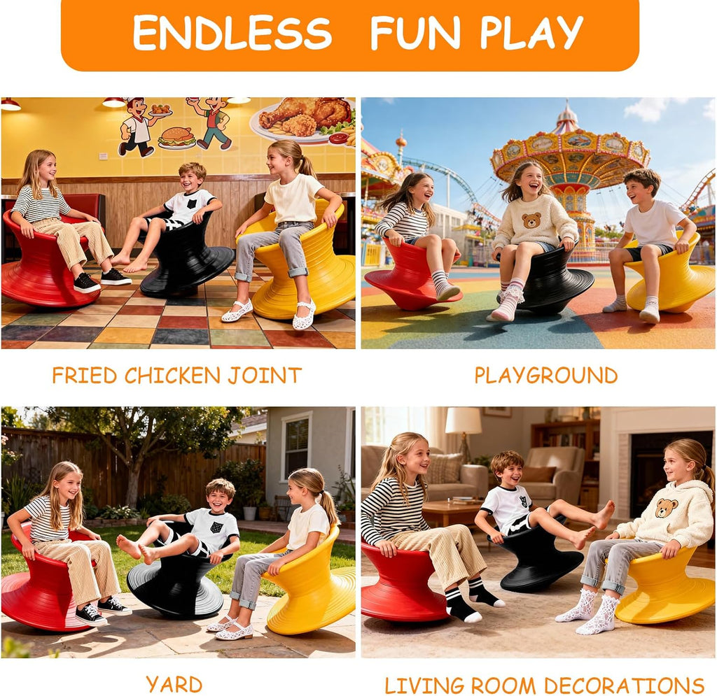 Magis Spun Chair, 360° Rotating Gyro Spun Seat, Autistic Spinning Chair for Kids, Swivel Sensory Design for Backyard Outdoor Playground Mall & Restaurant (Red)