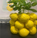Lemon Vase -Cheery Yellow Ceramic French/Mediterranean Style Unique Vase with 3D Lemon Design- Lemon Kitchen Decor - Lemon Themed Housewarming Gift for her