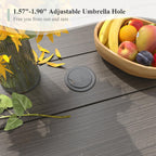Outdoor Dining Table for 6, 50" Round Outdoor Table with Adjustable Umbrella Hole, All-Weather Metal Patio Dining Table for Lawn Garden Backyard Deck, Grey