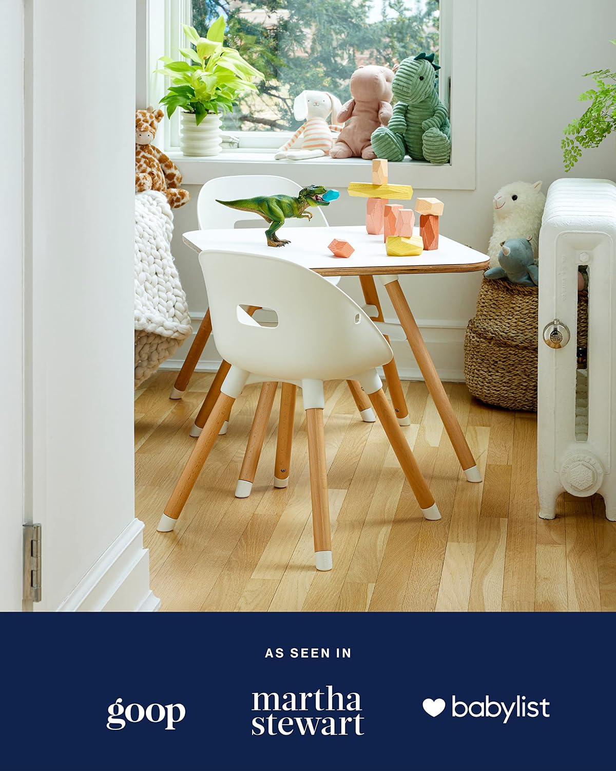 Lalo The Play Kit - Kids Table and Chairs Set - Toddler Activity Table for Playroom, Snack Time, Arts & Crafts - Easy to Clean - Coconut/Coconut