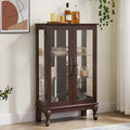 43" H Lighted Glass Curio Display Cabinet, 3-Tier Glass Storage Cabinet Curio Showcase with Adjustable Shelves,Wine Artwork Storage Rack with Mirrored Back Panel for Living Room (Dark Cherry)