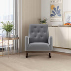Rocking Chair, Nursery Rocking Chair, Stain Glider Rocking Chair, Light Grey Fabric Solid Wood Frame Accent Lounge Chair for Living Room Bedroom Reading, 300 lb Capacity