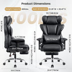 Big & Tall Office Chair 400 lbs – 21.3" Wide Seat High Back Ergonomic Executive Chair with Retractable Footrest, Heavy Duty Computer Gaming Chair for Heavy People, Black