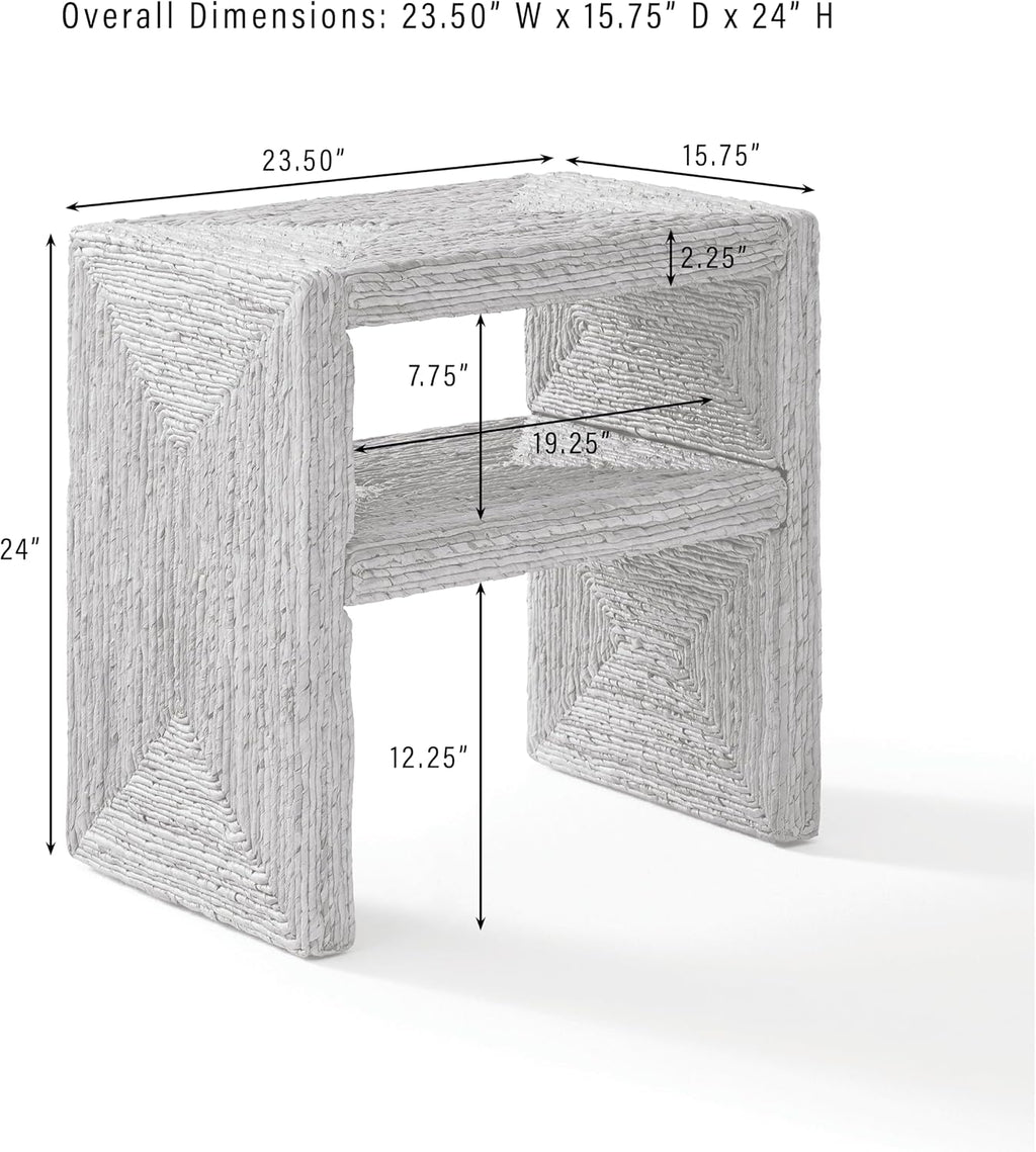 Crosley Furniture Marella Handwoven Banana Leaf End Table, Rattan Side Tables, Banana Leaf