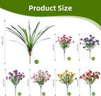 INSPRING Artificial Flowers for Outdoors, UV Resistant 12 Bundles Silk Flower Daisy with Eucalyptus + Orchid Leaf, Realistic Faux Outdoor Flowers for Porch Planter Garden Patio Boxwood (6 Multicolor)