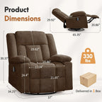 Korser Rocker Recliner Chair for Adults, 360° Swivel Rocker Recliner with Massage and Heating, Nursery Rocking Chairs with Side Pockets, Manual Reclining Chair for Living Room