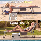 GYMAX Tanning Chair, 3 in 1 Sun Bathing Lounge Chairs with Face/Arm Holes & Side Pocket, Portable Lightweight Face Down Layout Tanning Chair for Outside, Beach, Backyard, Poolside (1, Sand)