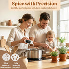 EDELHAUS Glass Spice Jars with Label and Black Aluminium Lids (24 x 4oz) Spice Containers with 240 Labels, Shaker Inserts, Steel Funnel, Empty Square Seasoning Organizer (Black Aluminium Lid)