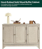 Chogori Solid Wood Buffet Cabinet Sideboard with Hand-Rubbed Finish, Gold-Toned Hardware & Adjustable Shelves Holds 75lbs, 47.24″ L for Kitchen Dining Living Room Entryway, 1PCS, Gray