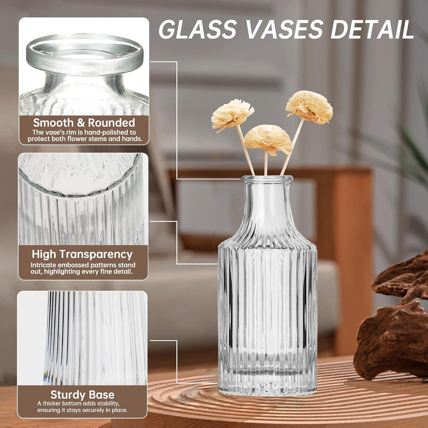 Glass Bud Vase Set of 33, Clear Small Vases Bulk for Wedding & Home Decor | Assorted Shapes & Sizes, Premium Clear Glass, Sturdy Packaging, Versatile for Weddings/Events/Home, Great Gift Choice