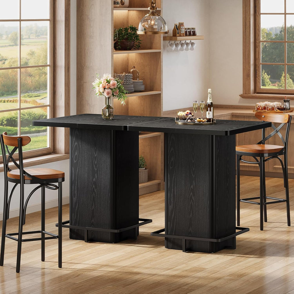 Tribesigns Bar Table, 39.37" High Square Pub Table for Small Bars, Dining Room, Kitchen, Black (Only Table) (Black)
