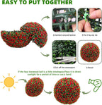 21 Inch Artificial Topiary Balls Set of 2, Artificial Topiary Flower Balls with Chains and Zip Tiles,Hanging Rose Flower Balls for Home Decor,Wedding, Office,Red