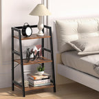 3-Tier Bookshelf, Ladder Shelf for Small Spaces, Industrial Short Bookshelf, Small Bookcase for Living Room, Bedroom, Home Office, Kitchen, 11.8 "D x 16.5" W x 31.3 "H, Rustic Brown