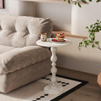 Small Round Metal Side Table, Lightweight Antique Accent Table,Retro Round Drink Table,Small Pedestal Table for Living Room, Bedroom, Corners (1, Antique White)