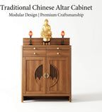 Buddhist Altar De Muertos De Madera Shrine, Solid Wood Frame Buddhist Altar Cabinet with Storage and Drawer, Chinese Buddha Niche Shrine Tables for Home, Office (39" L X 18" W X 49" H, Wood)