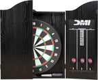DMI Americana Dartboard Cabinet Set with 18-Inch Paper Dartboard, Reversible Baseball Game, Built-in Cricket Scoring, Darts, Chalk & Mounting Hardware – Classic Black Finish