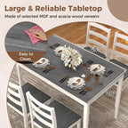 COSTWAY Dining Table Set for 4, 5-Piece Dinette Set with Rubber Wood Legs, Anti-Slip Pads & Space-Saving Design, Farmhouse Kitchen Table and Chairs for Kitchen, Apartment, Studio