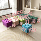 Entrance shoe-changing stool, bedroom storage stool with velvet surface, corner cushioned bench with storage, solid wood frame and sponge cushion, suitable for bedrooms, living rooms, entrances, etc.