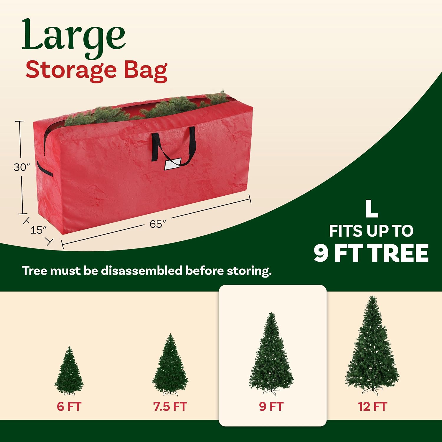 Set of 2 Christmas Tree Storage Bags - Fits 9-Foot Artificial Tree Each - Protect Holiday Decorations from Moisture and Damage by Elf Stor (Red)