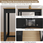 HLR 3-Piece Dining Table Set for 2 Person, Small Farmhouse Kitchen Table with 2 Bar Stools, Wood Dinner Table with Storage Shelves for Dining Room, Apartment, Small Space, Breakfast Nook, Black