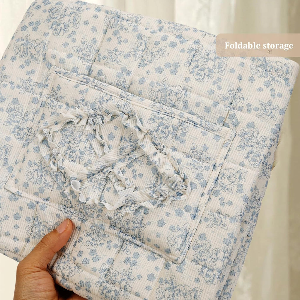Floral Fabric Storage Basket Car Interior Storage Basket Underwear Sundries Laundry Baskets Supplies Home Organizer Bag (blue 3)